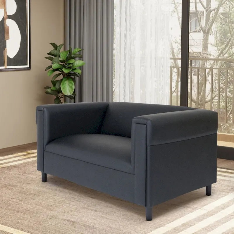 Mid-Century Modern Loveseat Sofa by Coast to Coast - Upholstered Faux Leather with Solid Wood Frame 7