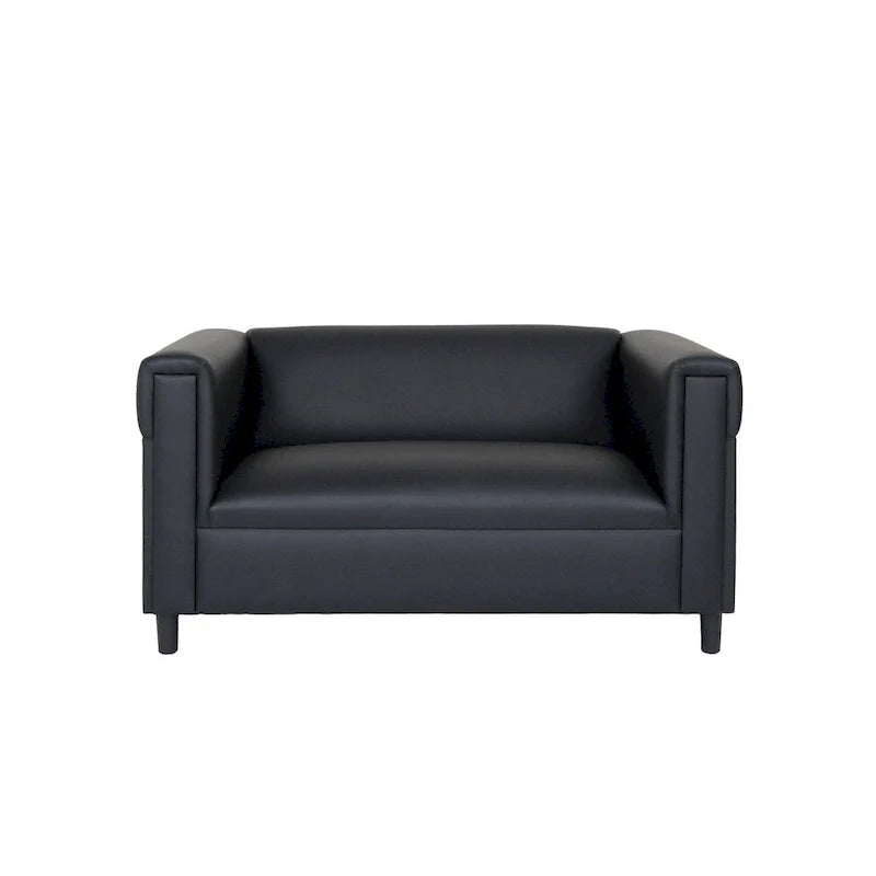 Mid-Century Modern Loveseat Sofa by Coast to Coast - Upholstered Faux Leather with Solid Wood Frame 3