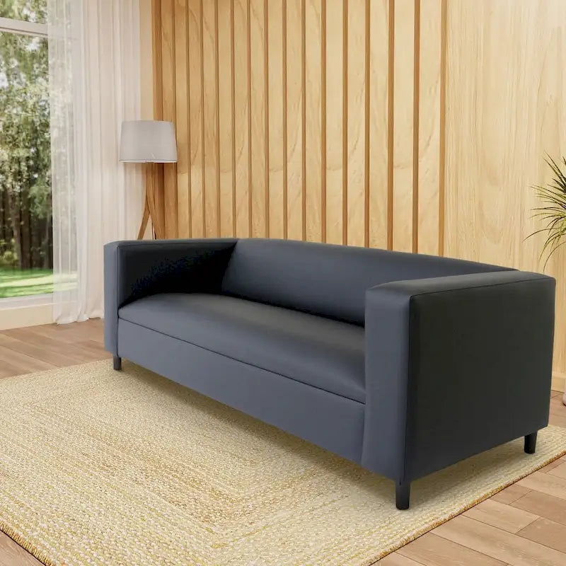Mid-Century Modern 3-Seater Sofa by Coast to Coast Sofas - Upholstered Faux Leather with Solid Wood Frame 1