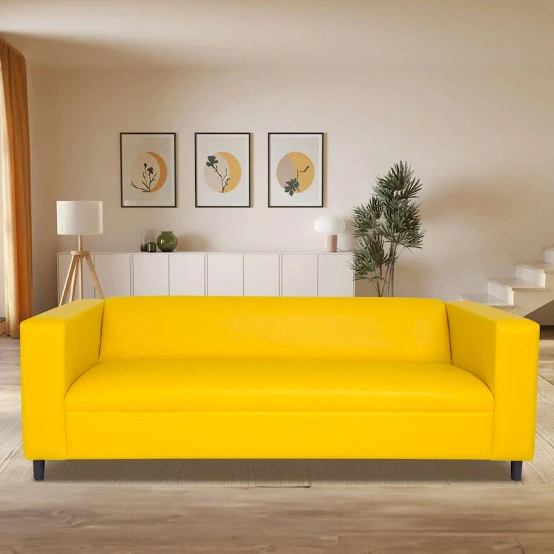 Mid-Century Modern 3-Seater Sofa by Coast to Coast Sofas - Upholstered Faux Leather with Solid Wood Frame 16