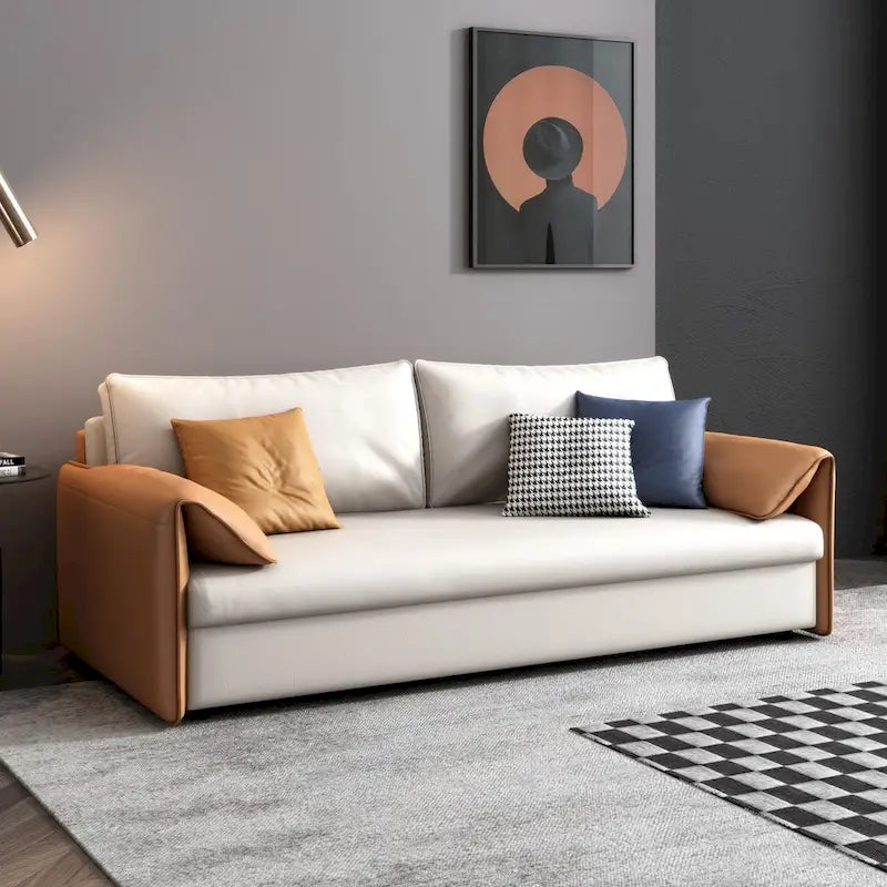 JASIWAY 65.4-Inch Vegan Leather Sleeper Sofa Bed 1