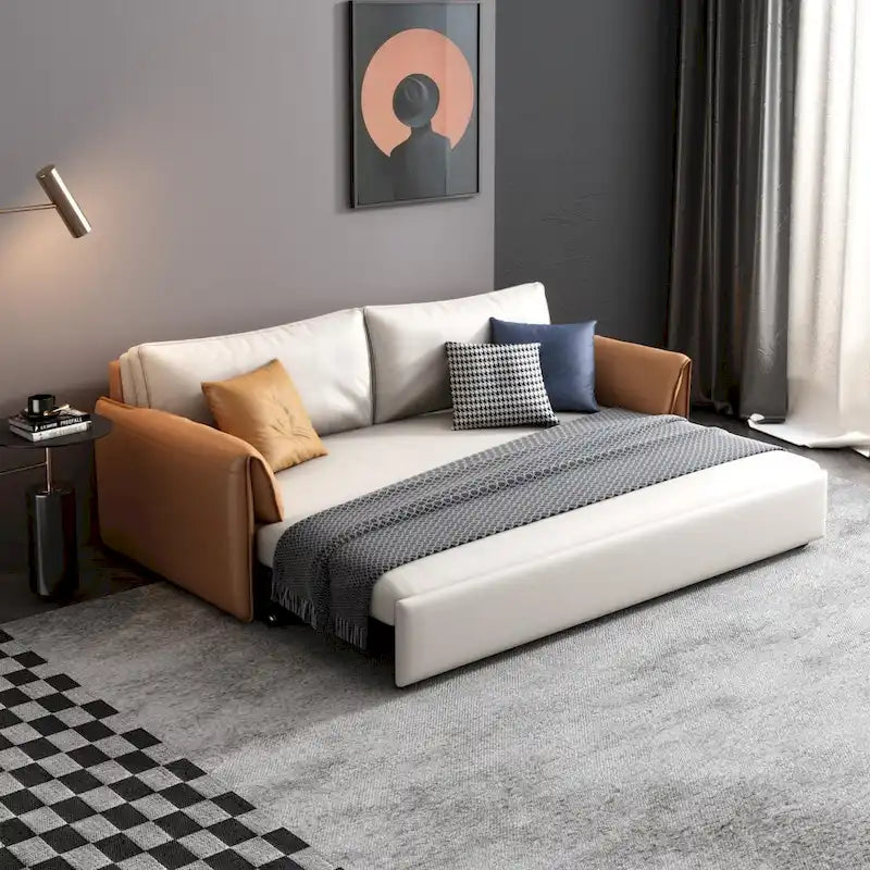 JASIWAY 65.4-Inch Vegan Leather Sleeper Sofa Bed 2