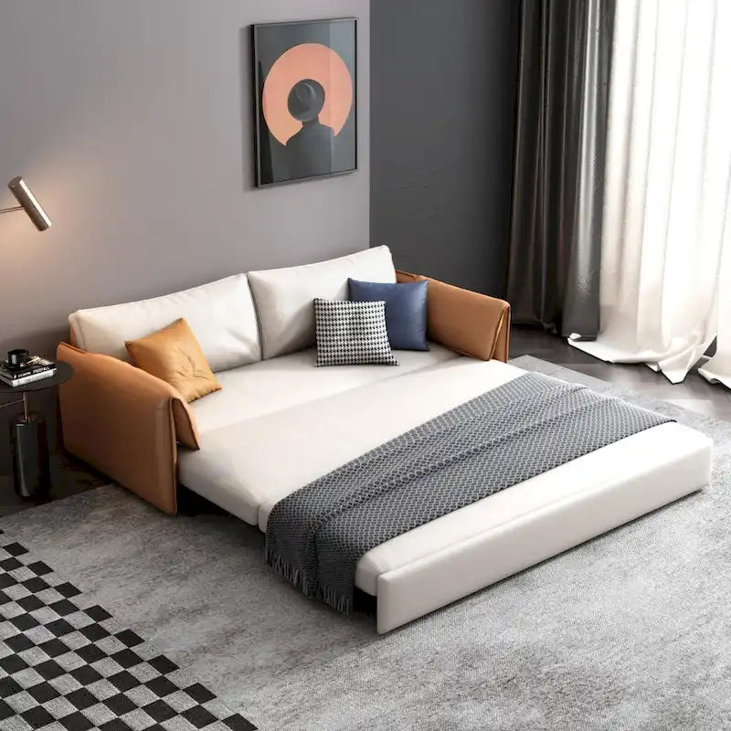 JASIWAY 65.4-Inch Vegan Leather Sleeper Sofa Bed 3