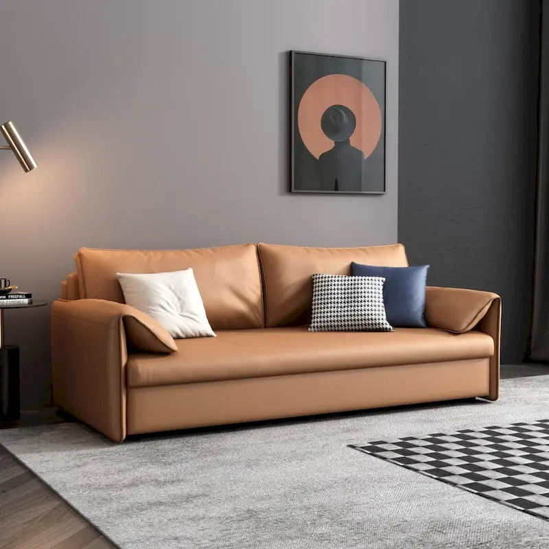 JASIWAY 65.4-Inch Vegan Leather Sleeper Sofa Bed 4