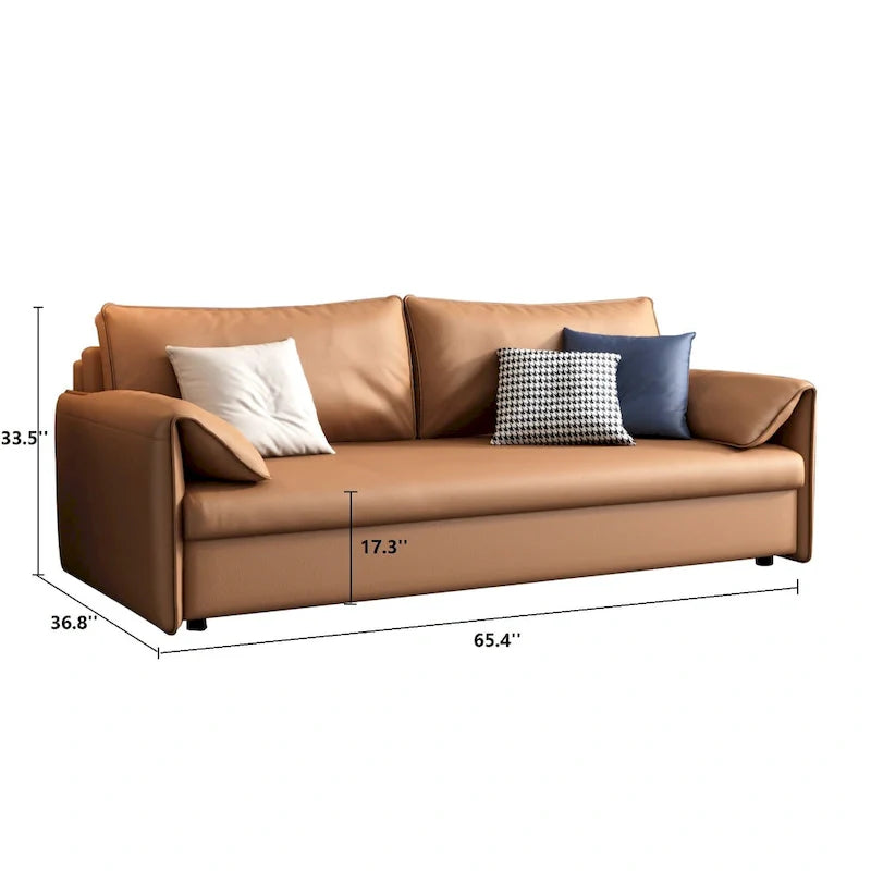 JASIWAY 65.4-Inch Vegan Leather Sleeper Sofa Bed 6