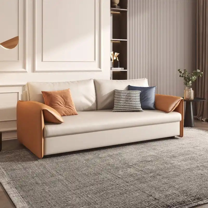 JASIWAY 65.4-Inch Vegan Leather Sleeper Sofa Bed 7