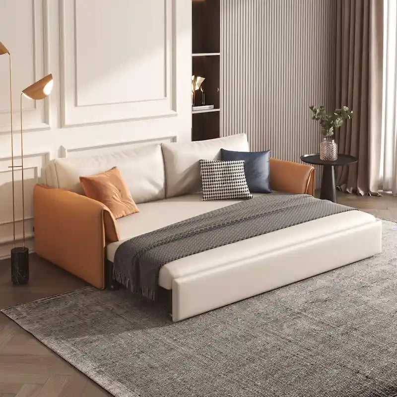 JASIWAY 65.4-Inch Vegan Leather Sleeper Sofa Bed 8