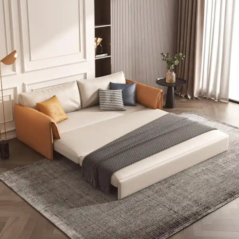 JASIWAY 65.4-Inch Vegan Leather Sleeper Sofa Bed 9