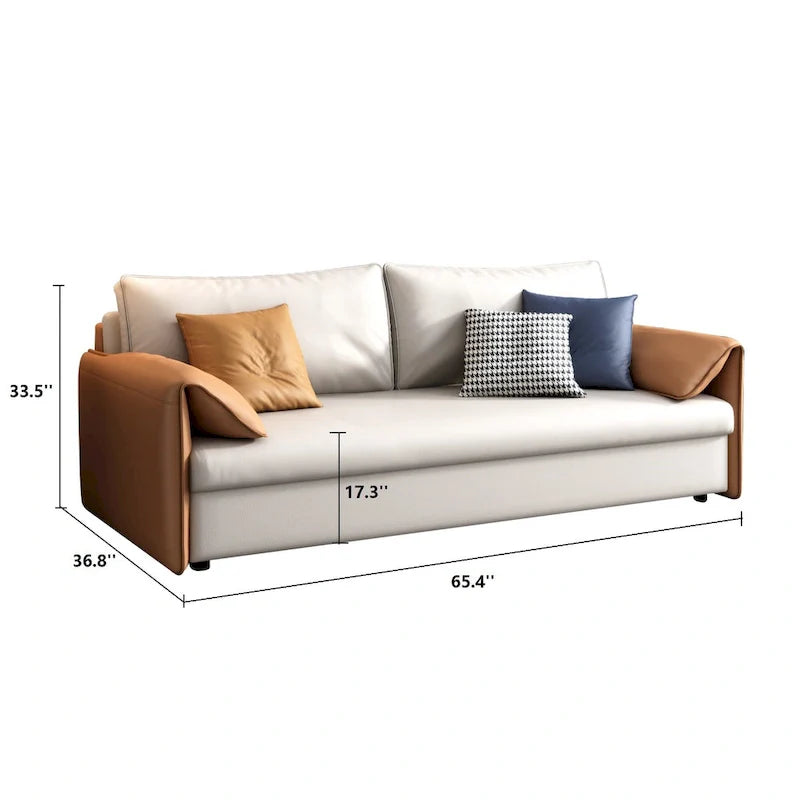 JASIWAY 65.4-Inch Vegan Leather Sleeper Sofa Bed 12
