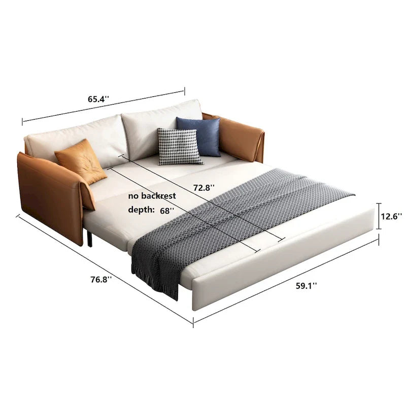 JASIWAY 65.4-Inch Vegan Leather Sleeper Sofa Bed 13