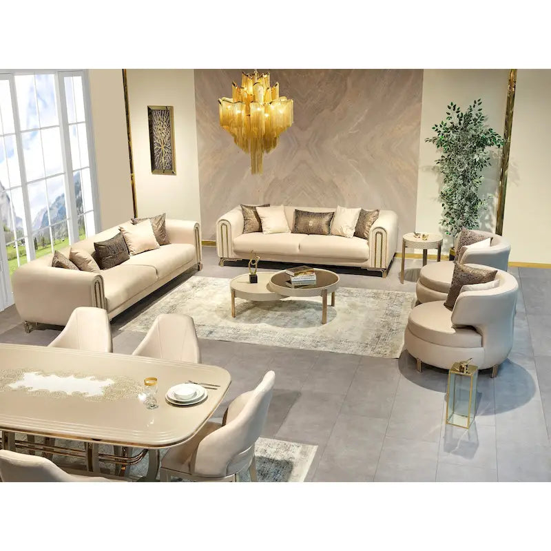 Paris 4-Piece Living Room Set: 2 Sofas, 2 Chairs, and 1 Coffee Table 4