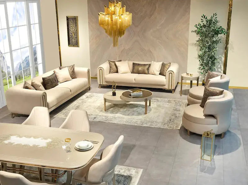 Paris 4-Piece Living Room Set: 2 Sofas, 2 Chairs, and 1 Coffee Table 1