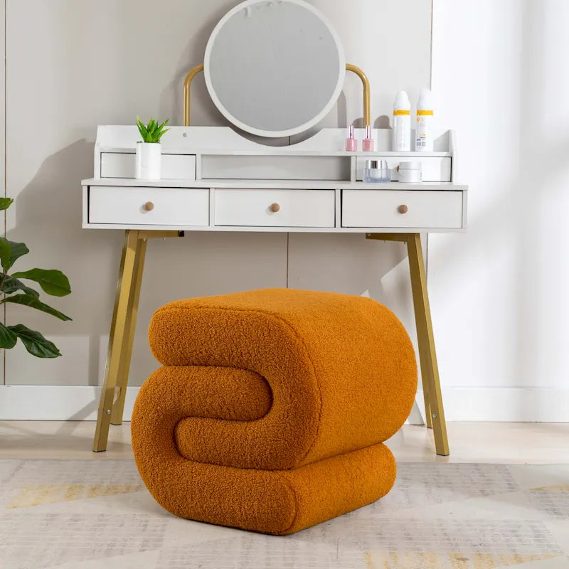 Contemporary S-Shape Ottoman Makeup Stool and Footrest for Living Room and Bedroom 36