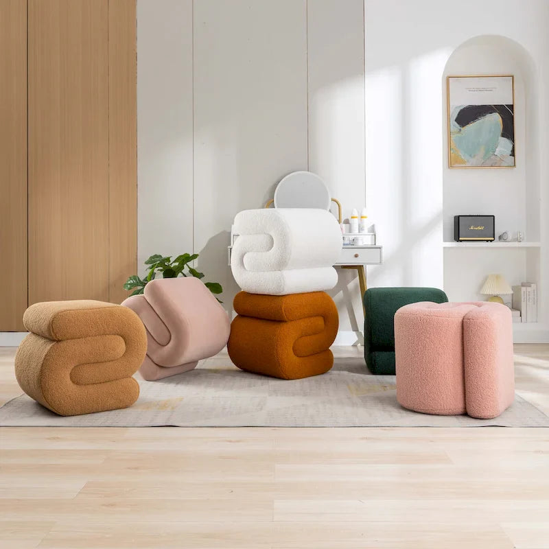 Contemporary S-Shape Ottoman Makeup Stool and Footrest for Living Room and Bedroom 1