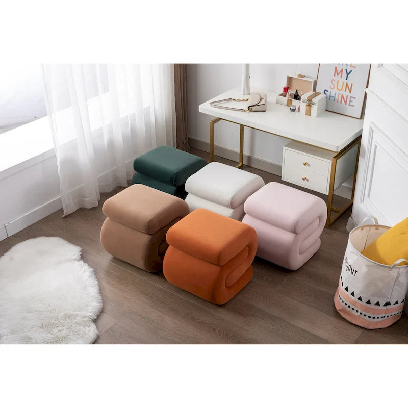 Contemporary S-Shape Ottoman Makeup Stool and Footrest for Living Room and Bedroom 3