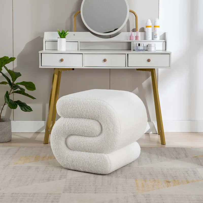 Contemporary S-Shape Ottoman Makeup Stool and Footrest for Living Room and Bedroom 4