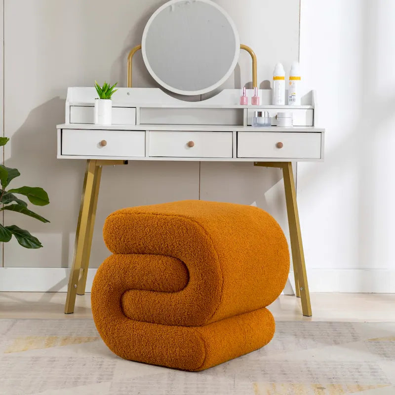 Contemporary S-Shape Ottoman Makeup Stool and Footrest for Living Room and Bedroom 6