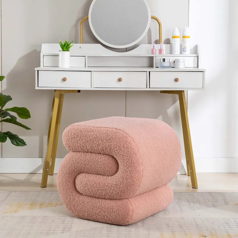 Contemporary S-Shape Ottoman Makeup Stool and Footrest for Living Room and Bedroom 7