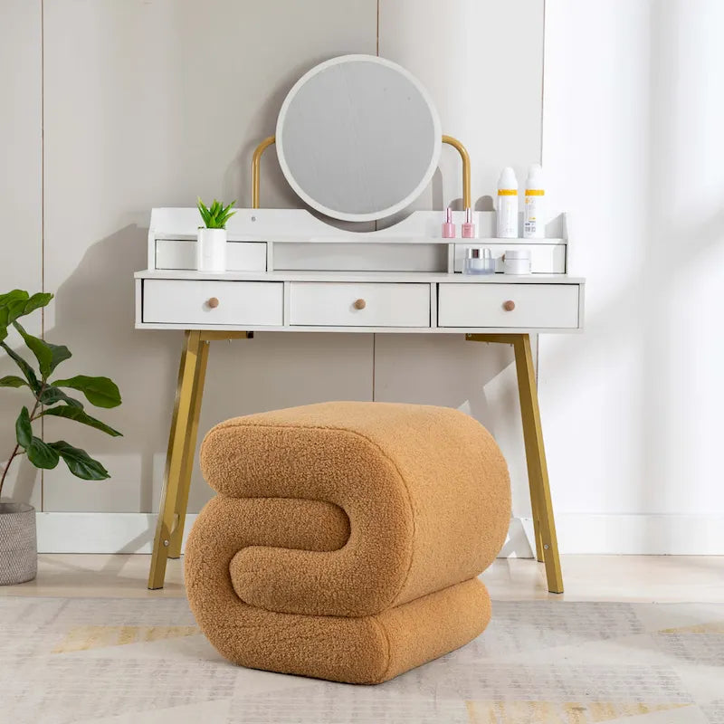 Contemporary S-Shape Ottoman Makeup Stool and Footrest for Living Room and Bedroom 8