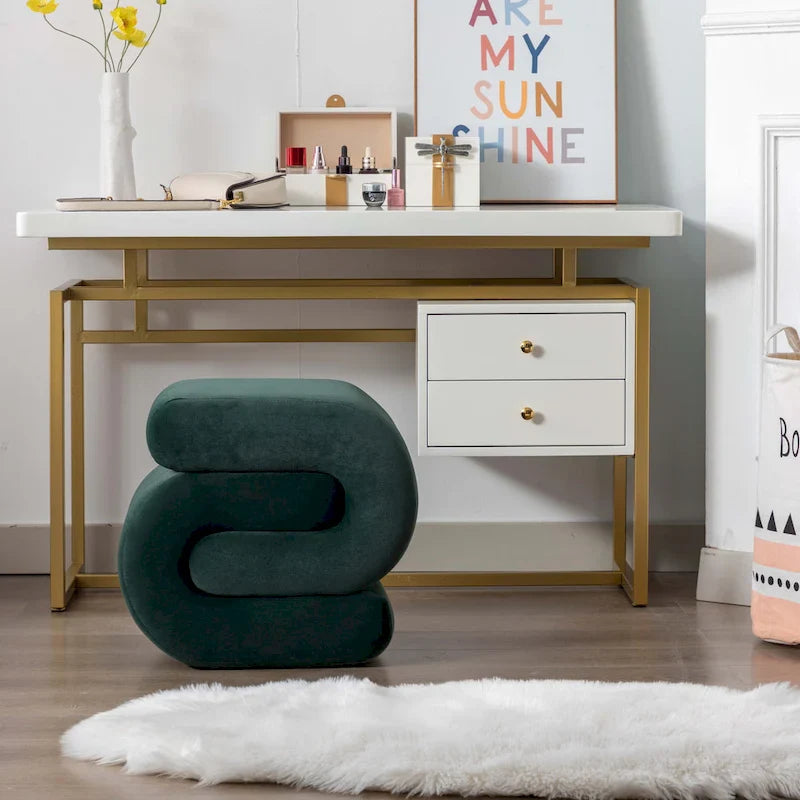 Contemporary S-Shape Ottoman Makeup Stool and Footrest for Living Room and Bedroom 9