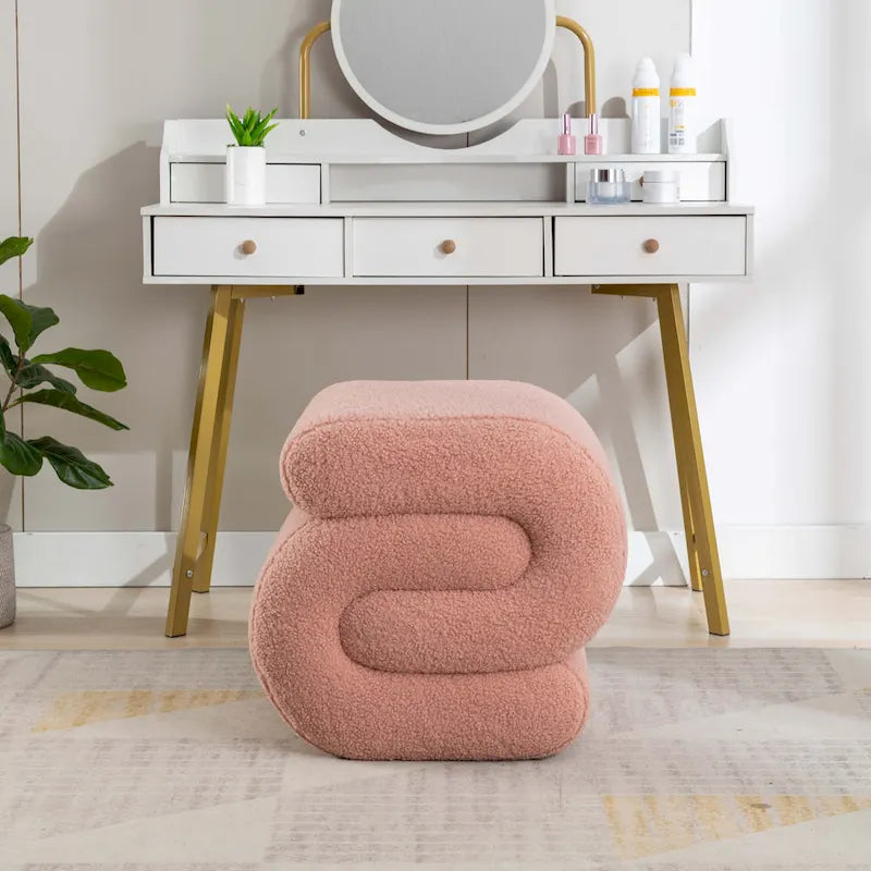 Contemporary S-Shape Ottoman Makeup Stool and Footrest for Living Room and Bedroom 10