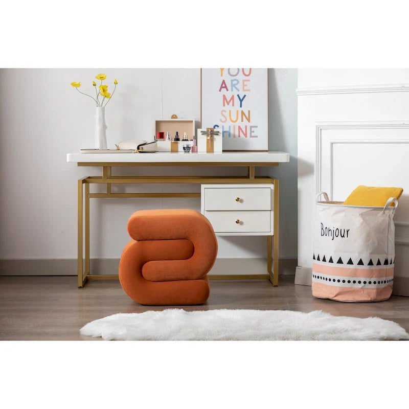 Contemporary S-Shape Ottoman Makeup Stool and Footrest for Living Room and Bedroom 11