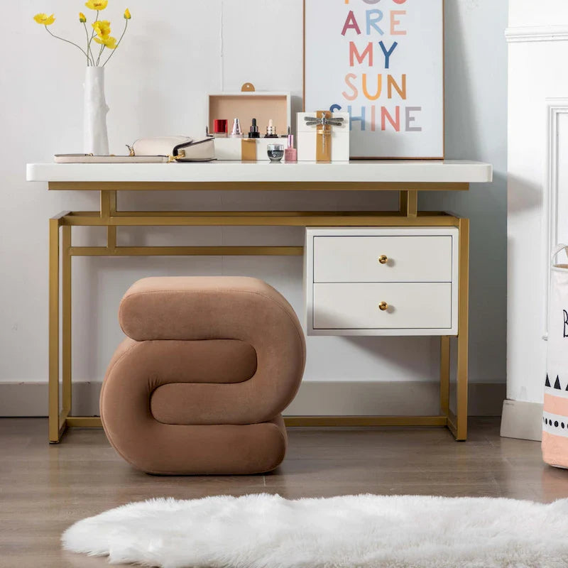 Contemporary S-Shape Ottoman Makeup Stool and Footrest for Living Room and Bedroom 12