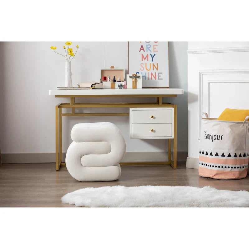 Contemporary S-Shape Ottoman Makeup Stool and Footrest for Living Room and Bedroom 13