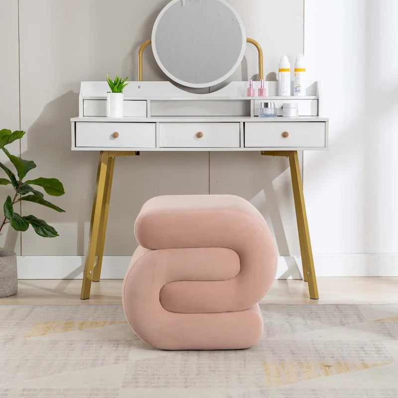 Contemporary S-Shape Ottoman Makeup Stool and Footrest for Living Room and Bedroom 14