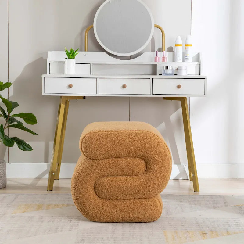 Contemporary S-Shape Ottoman Makeup Stool and Footrest for Living Room and Bedroom 20