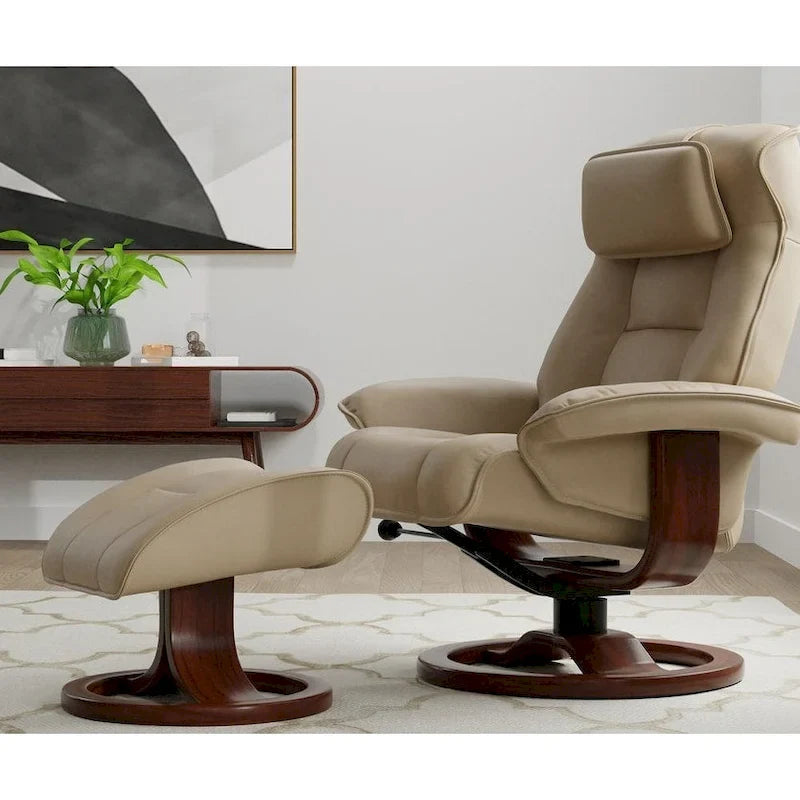 Fjords Mustang Leather Reclining Chair with Ottoman 1