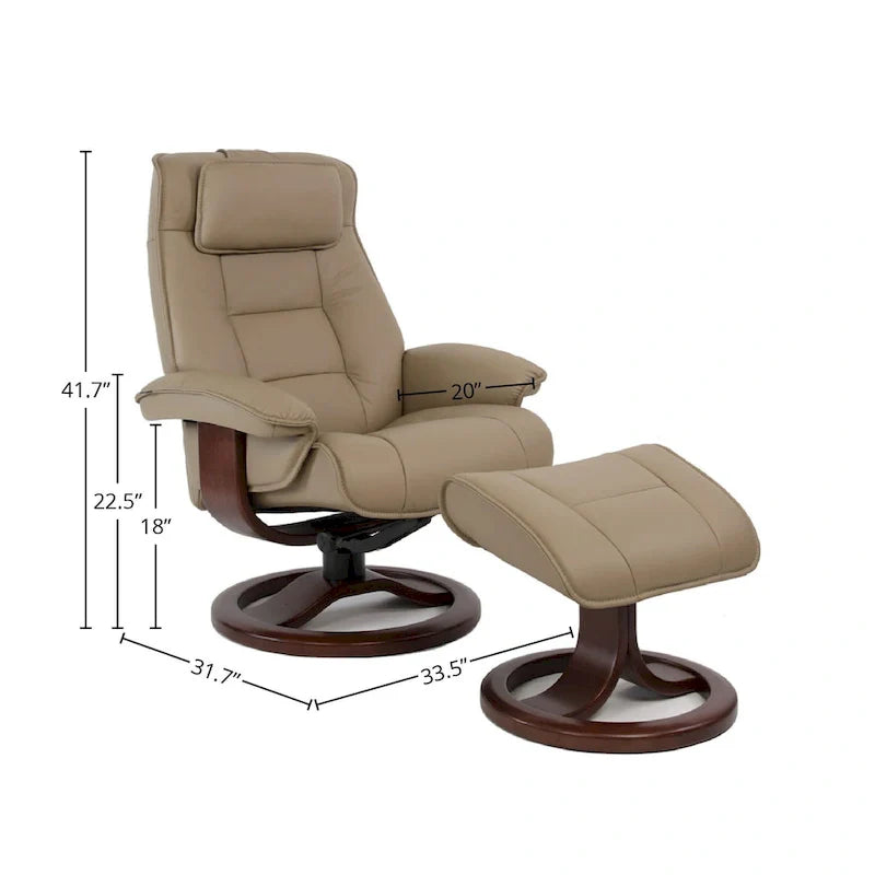 Fjords Mustang Leather Reclining Chair with Ottoman 5