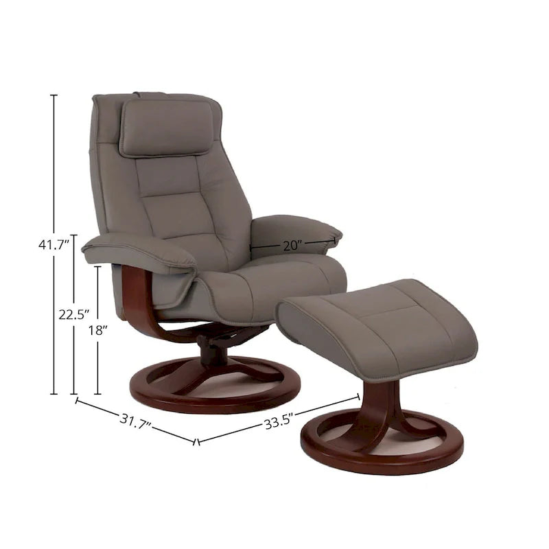 Fjords Mustang Leather Reclining Chair with Ottoman 9