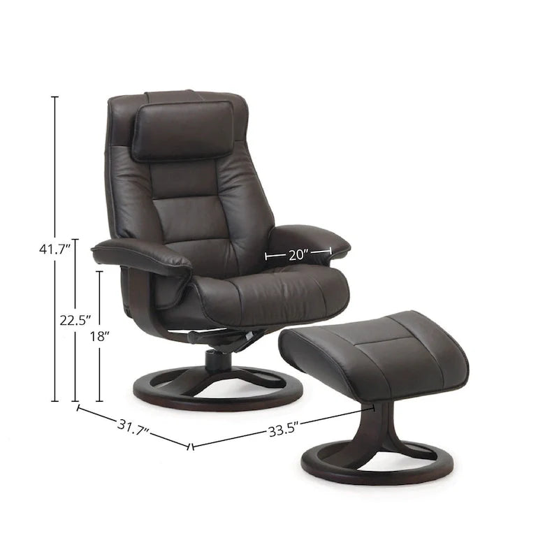 Fjords Mustang Leather Reclining Chair with Ottoman 11