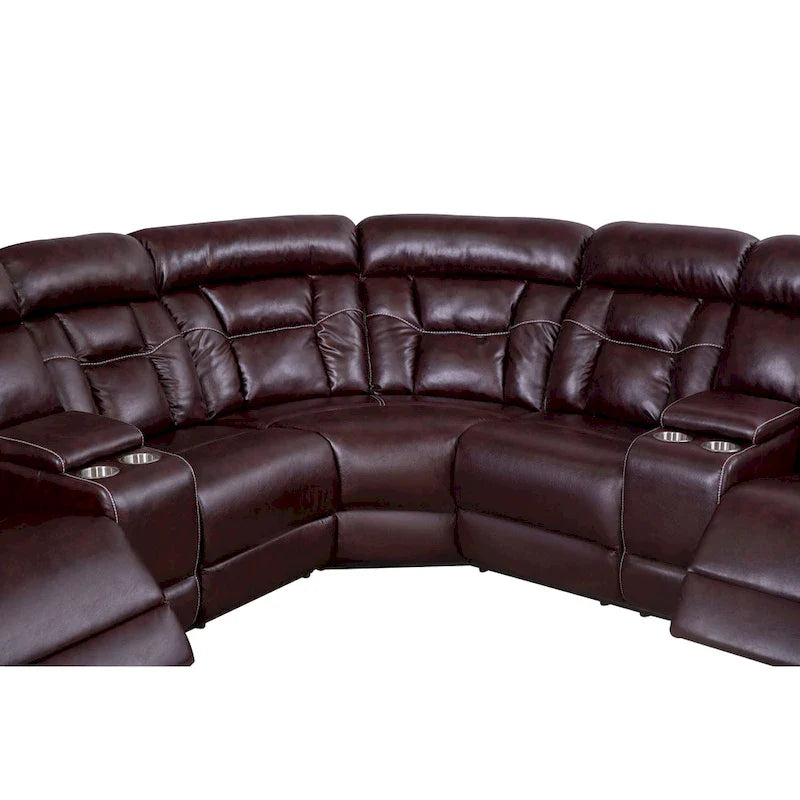 Mid-Century Modern Faux Leather Reclining Sectional Sofa 20