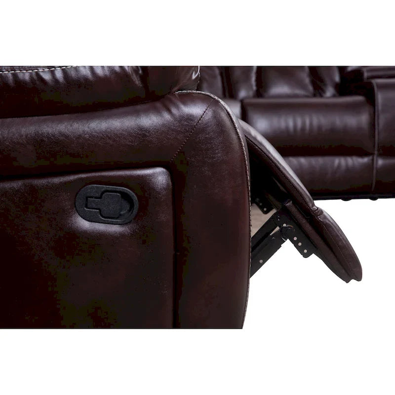 Mid-Century Modern Faux Leather Reclining Sectional Sofa 21
