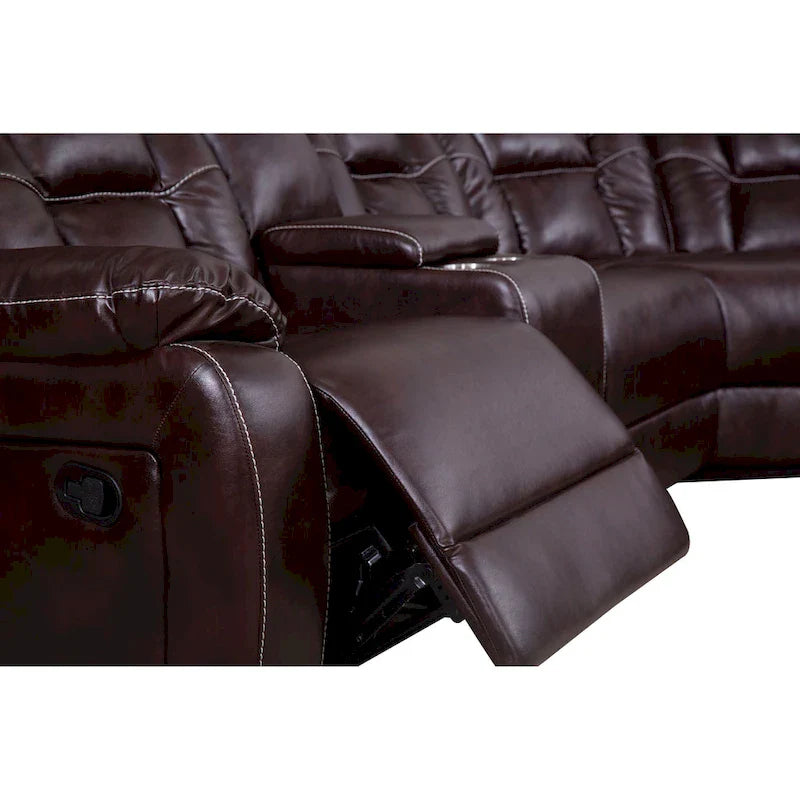 Mid-Century Modern Faux Leather Reclining Sectional Sofa 22