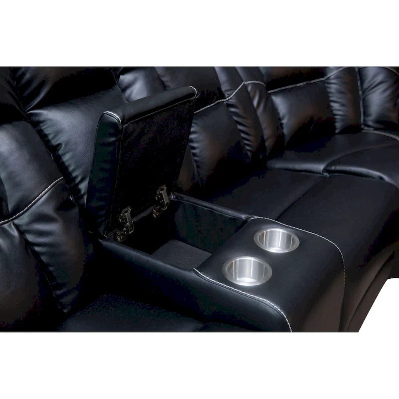 Mid-Century Modern Faux Leather Reclining Sectional Sofa 25