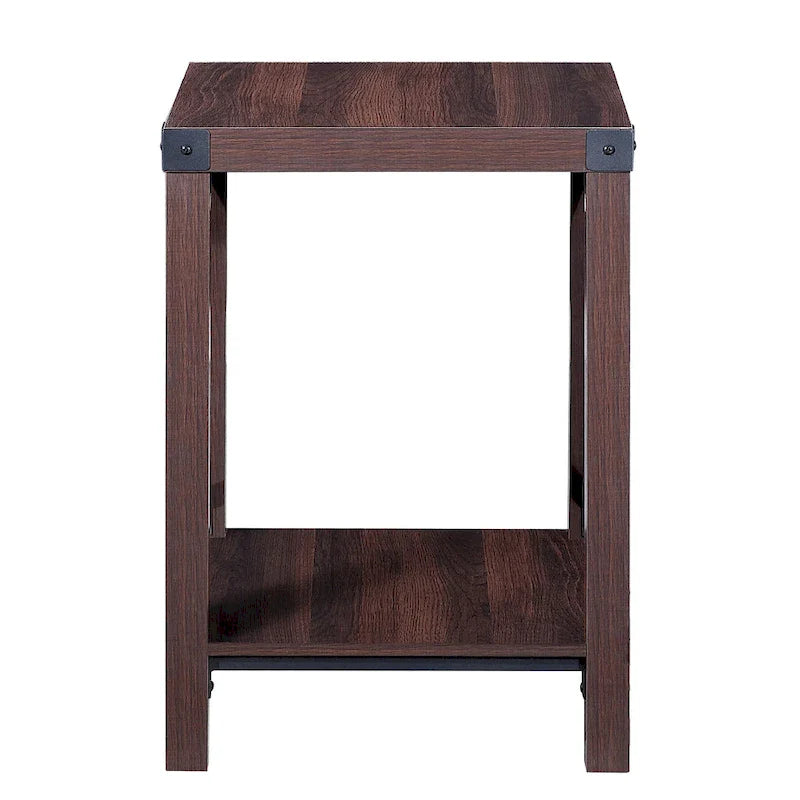 Ledel Rustic Farmhouse Accent End Table with Storage Shelf 4