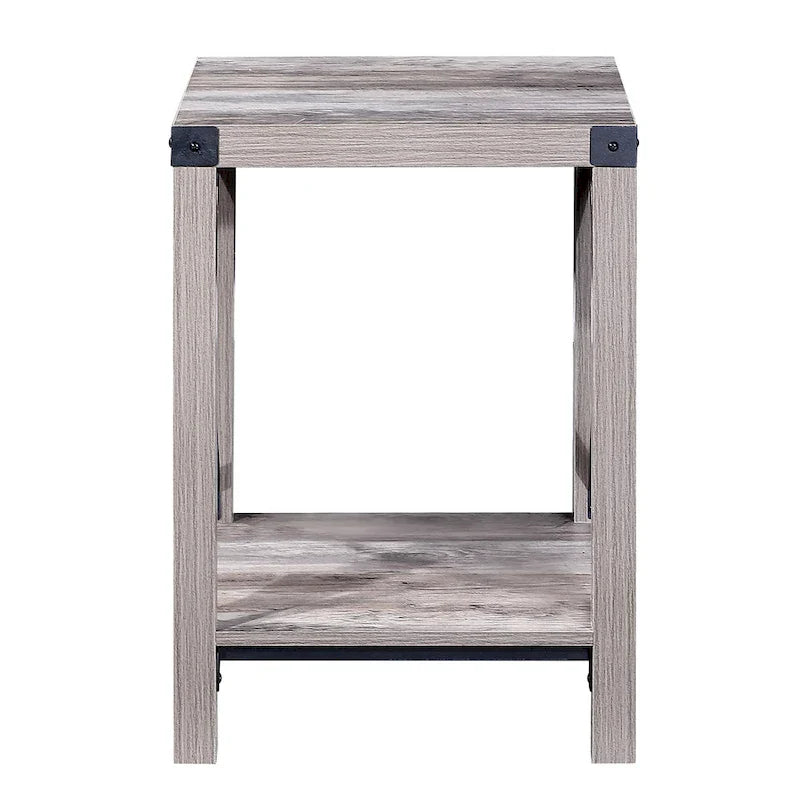 Ledel Rustic Farmhouse Accent End Table with Storage Shelf 11