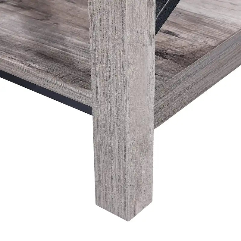 Ledel Rustic Farmhouse Accent End Table with Storage Shelf 14