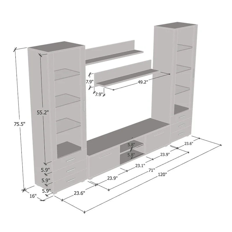 Soho 4 Contemporary Wall Unit Entertainment Center 7