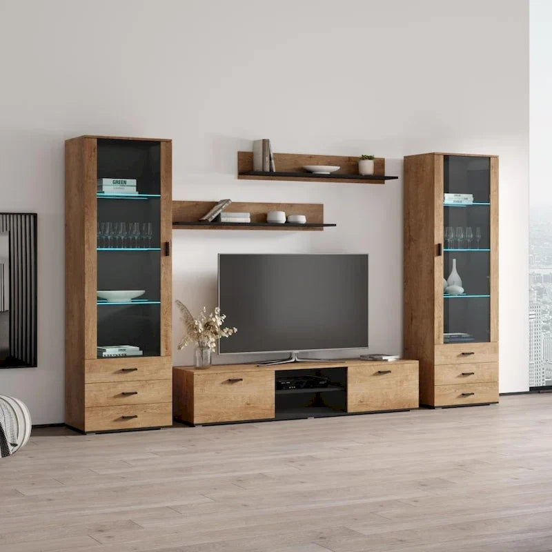 Soho 4 Contemporary Wall Unit Entertainment Center 12