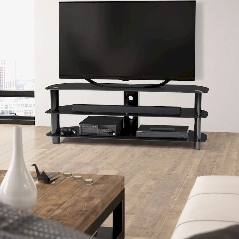 Laguna Satin Black Corner TV Stand for TVs Up to 65 Inches 1