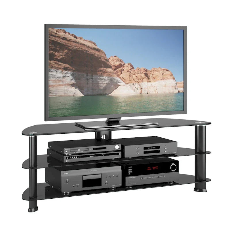 Laguna Satin Black Corner TV Stand for TVs Up to 65 Inches 2