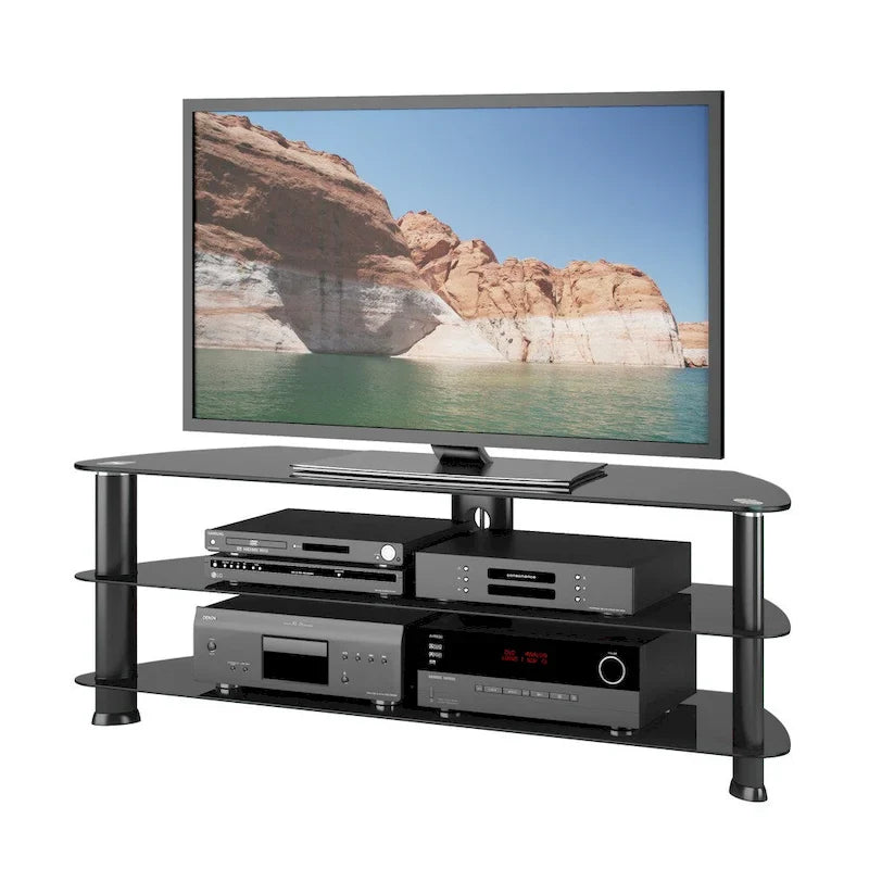 Laguna Satin Black Corner TV Stand for TVs Up to 65 Inches 3
