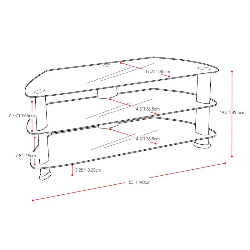 Laguna Satin Black Corner TV Stand for TVs Up to 65 Inches 5