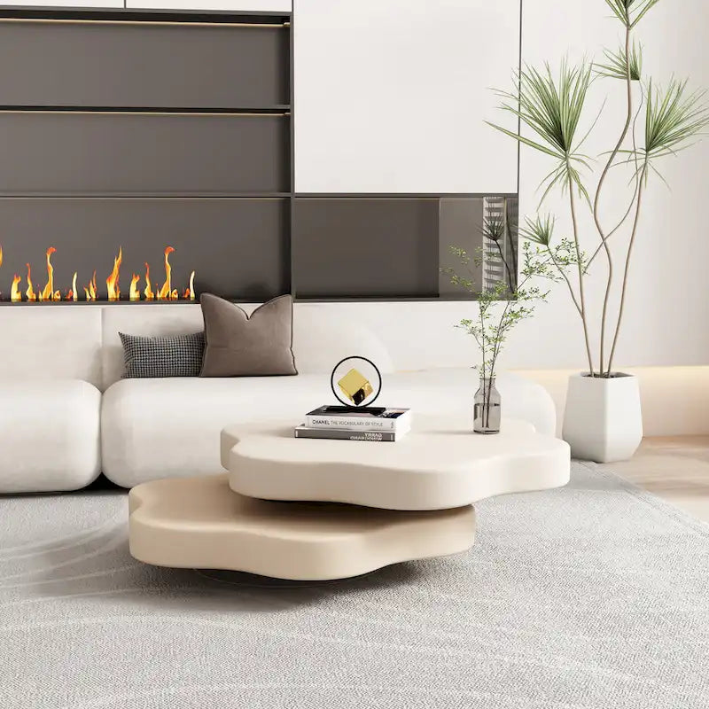JASIWAY Contemporary Cloud-Inspired Rotating Coffee Table 1