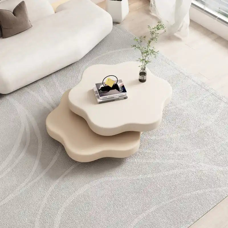 JASIWAY Contemporary Cloud-Inspired Rotating Coffee Table 3