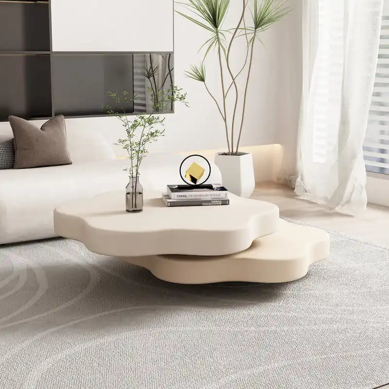JASIWAY Contemporary Cloud-Inspired Rotating Coffee Table 4